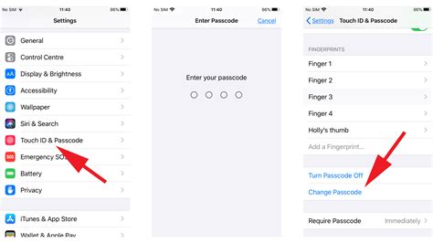 how to change passcode to get into iphone