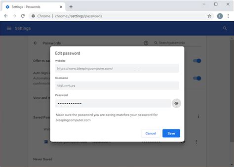 how to change password in chrome