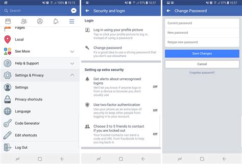 how to change password in facebook using phone