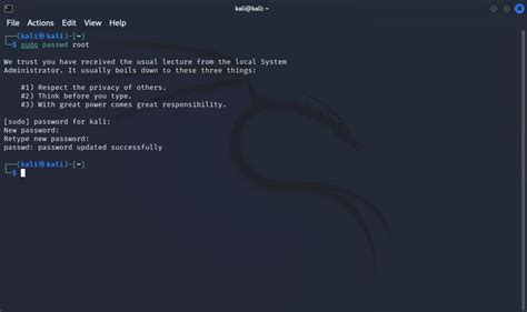 how to change password of root user in kali linux