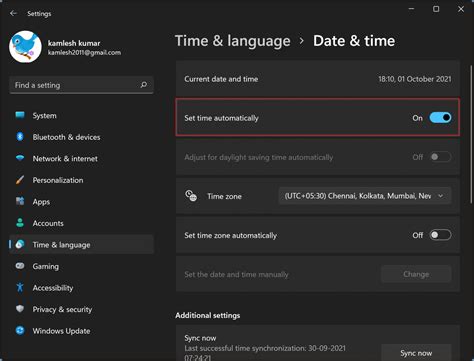 how to change pc clock to sync automatically