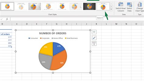 how to change pie chart style in excel