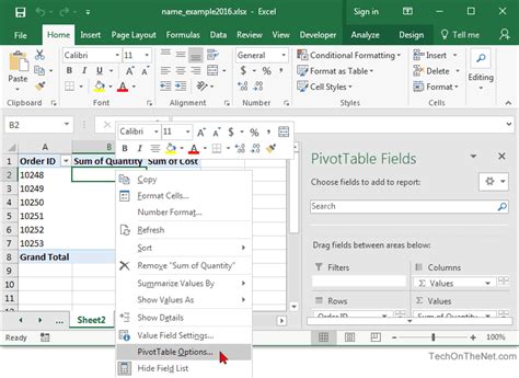 How To Change Pivot Table Column Name In Excel