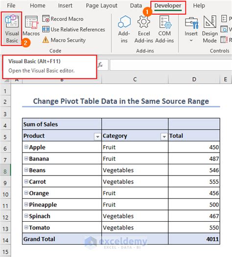 How To Change Pivot Table Data Source Using Vba