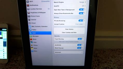 how to change private browsing setting on ipad