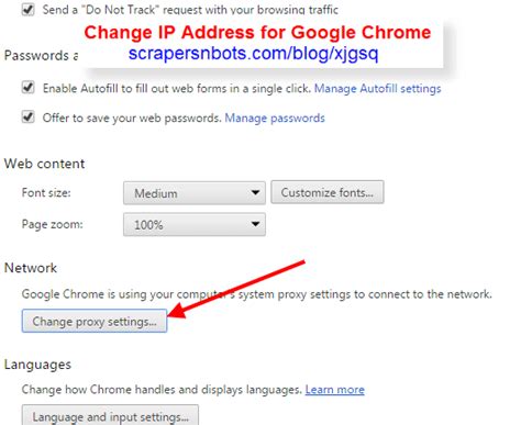 how to change proxy ip address in chrome