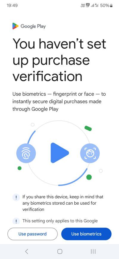 how to change purchase verification on google play