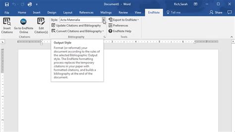 how to change reference style in word using endnote
