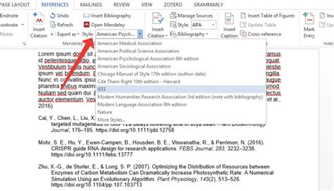 how to change reference style in word using mendeley