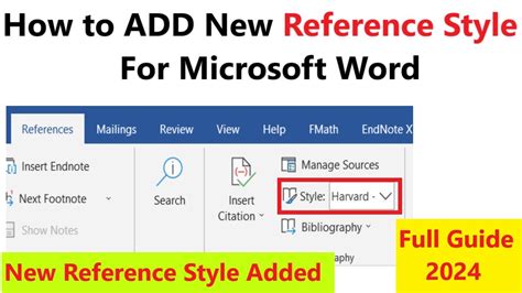 how to change referencing style in word