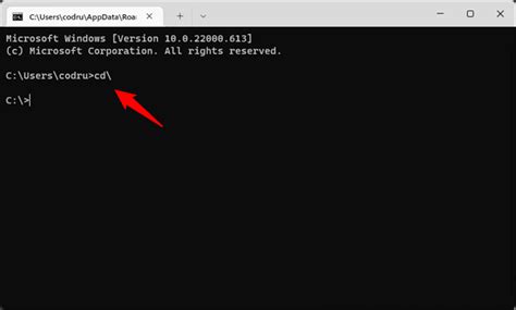 how to change root directory in cmd from c to d