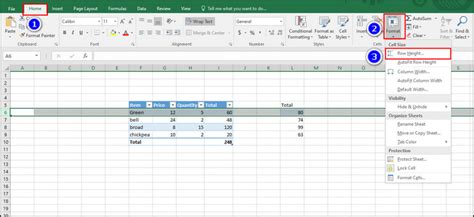 how to change row height in excel using keyboard