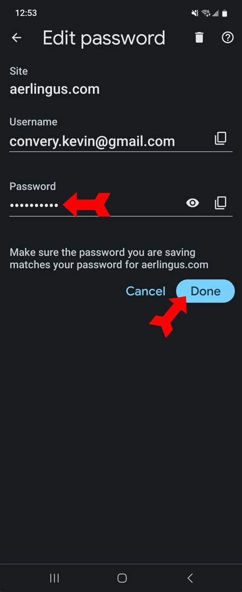 how to change saved passwords on android