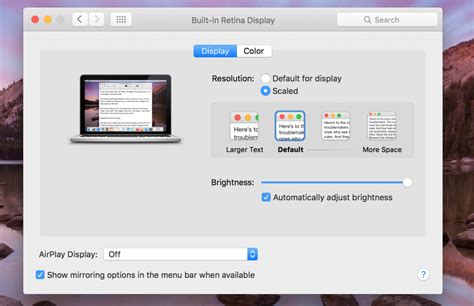 how to change screen display on macbook
