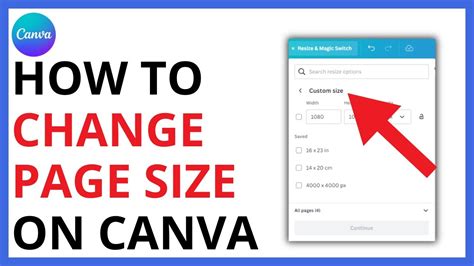 how to change size in canva