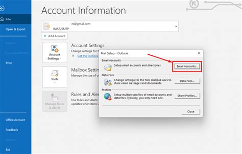 how to change smtp settings in outlook