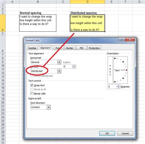 how to change spacing in excel