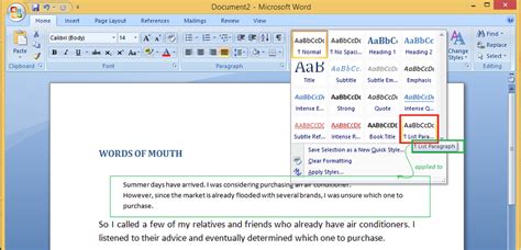 how to change style in microsoft word