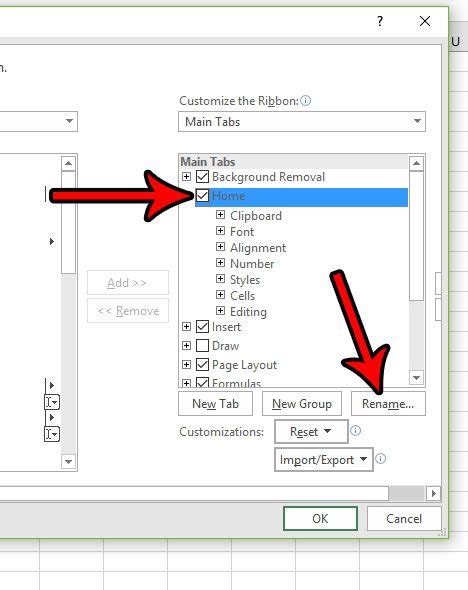 how to change tab name in excel