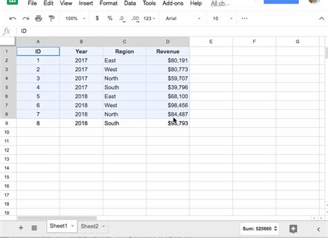 how to change table format in google sheets