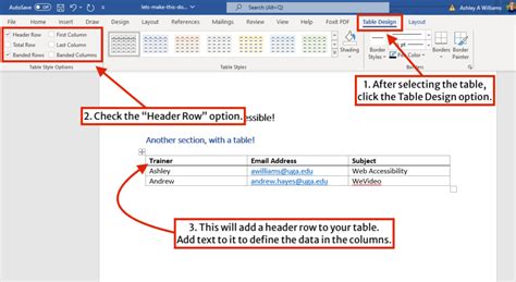 How To Change Table Header In Word