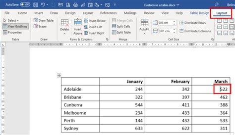 how to change table order in word