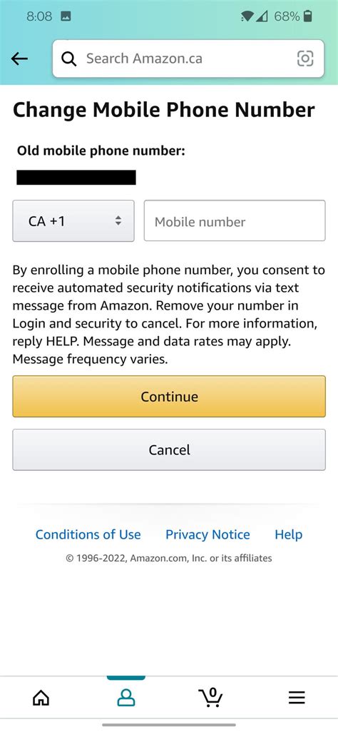 how to change telephone number in amazon