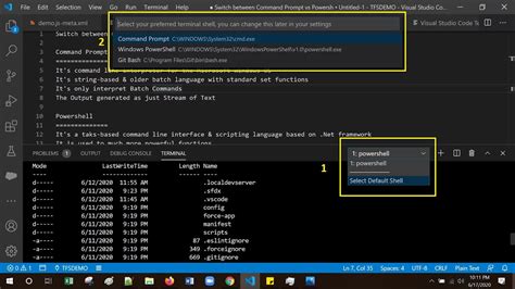 how to change terminal from powershell to cmd in visual studio code