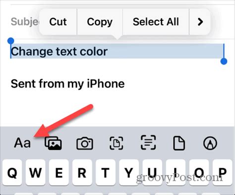 how to change text colour on iphone email