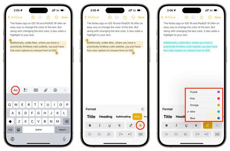 how to change text colour on iphone notes