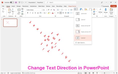 how to change text direction in powerpoint table