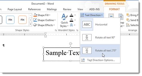 how to change text direction in word mac