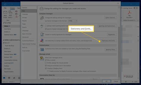 how to change text display size in outlook