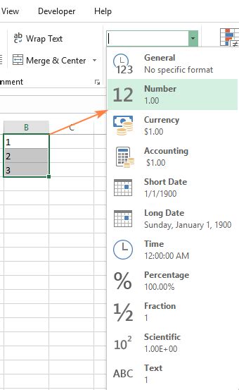 how to change text in excel to number