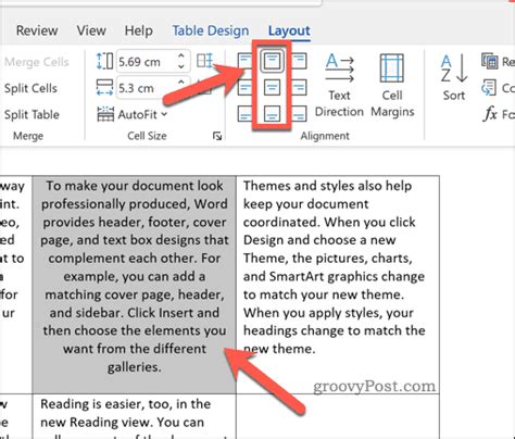 How To Change Text Position In Word Table
