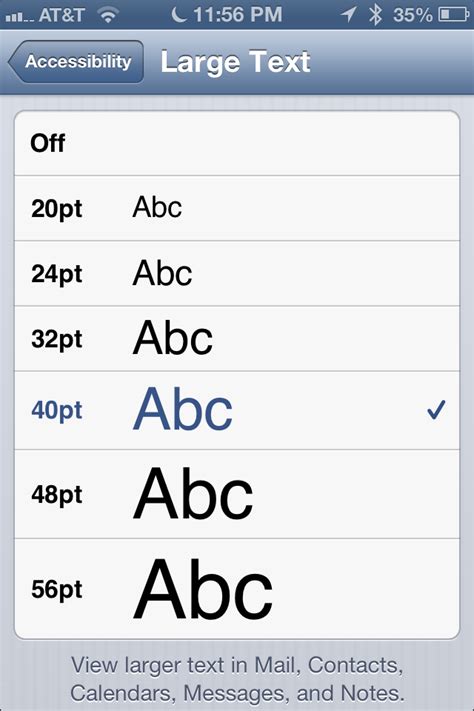 how to change text size in messages on iphone