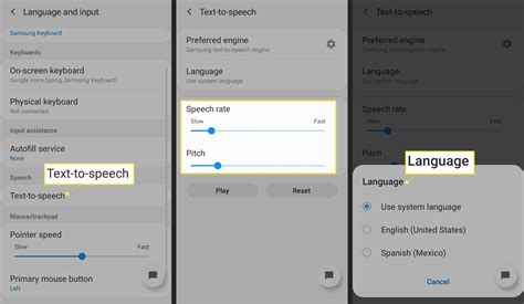 how to change text to speech on android