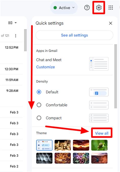 how to change the appearance of gmail inbox
