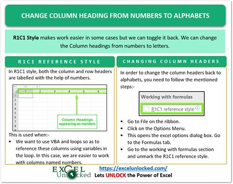 how to change the column name in excel from numbers to letters