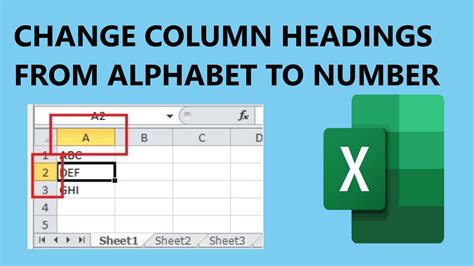 how to change the column name in excel to alphabet