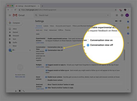how to change the conversation view in gmail