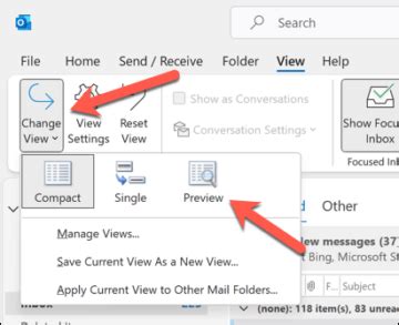 how to change the email view in microsoft outlook