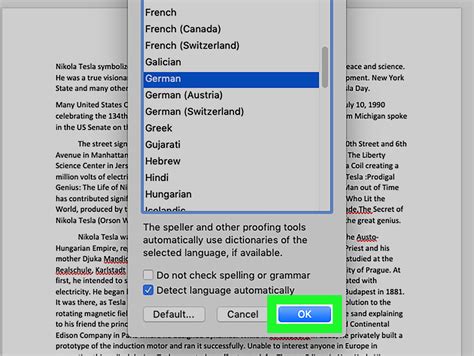 how to change the language settings in word document