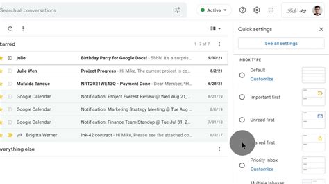 how to change the layout of gmail