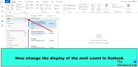 how to change the number of emails displayed in outlook