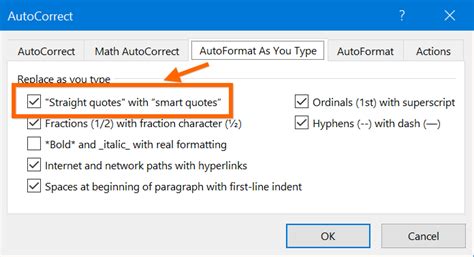how to change type of quotation marks in word