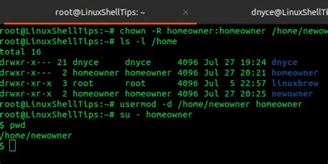 how to change user default directory in linux