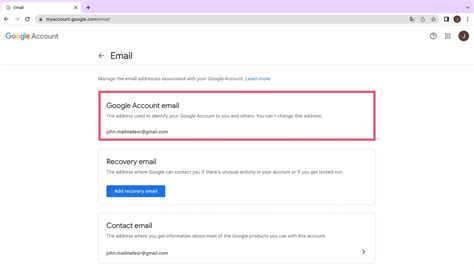 how to change verification email on google account