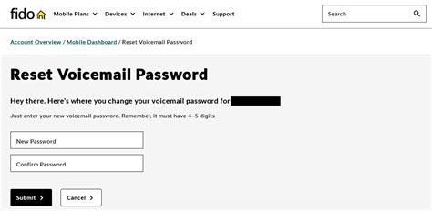 how to change voicemail access code fido