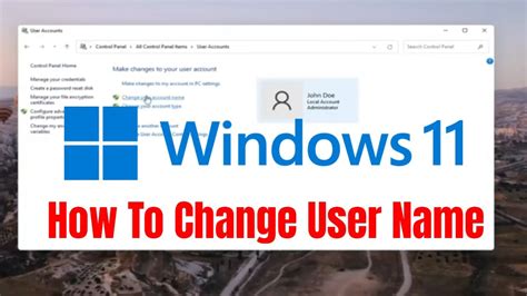how to change windows user name in windows 11
